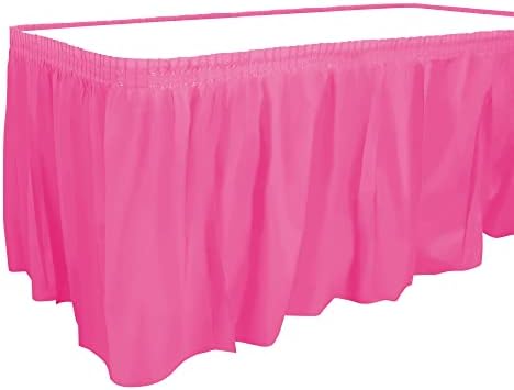 Plastična suknja za stol, 29 inča sa 14 stopa / dimenzije za zabavu | Hot Pink