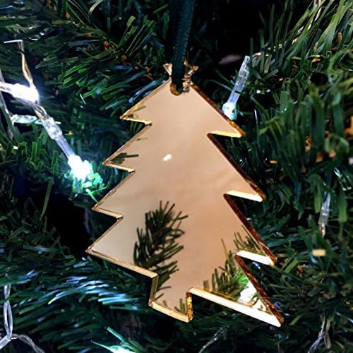 Božićno drvo zrcalno zlatne božićne ukrase drveća - pakovanje od 10