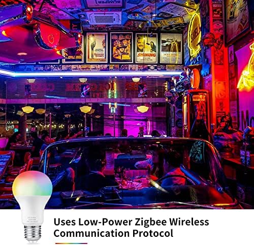 HEIMAN Zigbee pametne LED Sijalice, sijalica za punjenje u boji A19 E26 sa prekidačem za prigušivanje, 9W