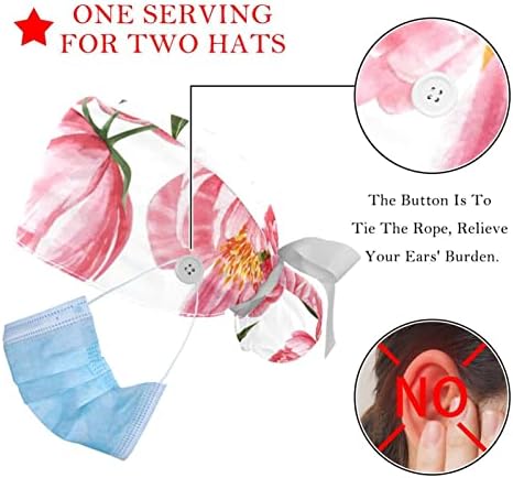 Podesivi piling bouffan kape, 2 pakovanja božurno cvijeće Votanički botanički ružičasti bijeli radni