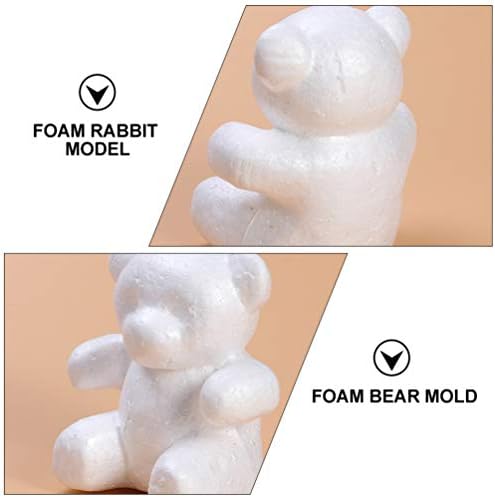 Exceart Božićne ukrase 2pcs Modeliranje životinjske pjene oblik bijeli prazan medvjed zečji polistiren za izradu