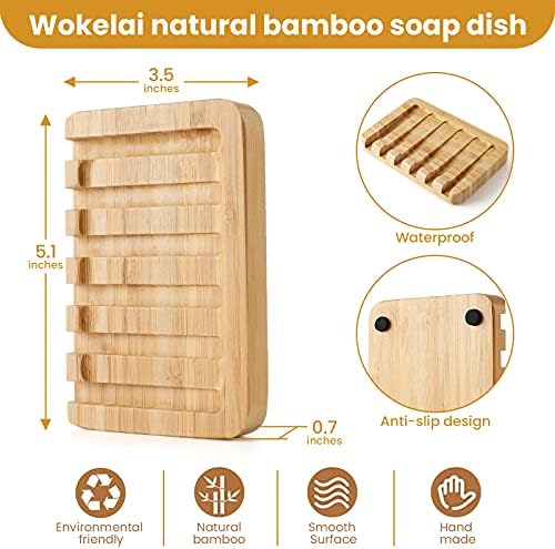 2 pakovanje bambusovih drvenih nosača sapuna, sapunica sa sapunom sapuna samo odvod sapuna za tuš, kupatilo,