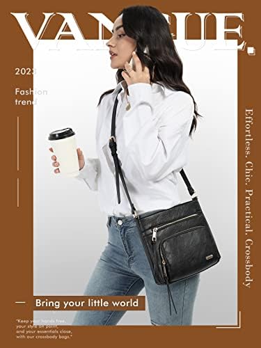 Vangue Crossbody torbica za žene torba sa više džepova veganske kožne torbe za srednje rame
