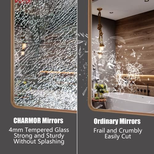 Harmor 22x30 Organizovano zlatno zrcalo za kupatilo metala, modernog zrcala za ispraznost, modernog