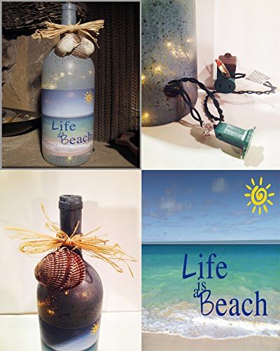 Život je plaža - dekorativna svjetlost boca vina sa svjetlima - boca umjetnosti, kućni akcenti