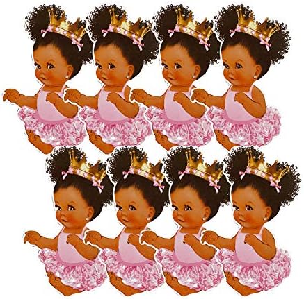 Ružičasta sjedeća princeza izrezi afrička američka dekoracija za bebe tuširanje