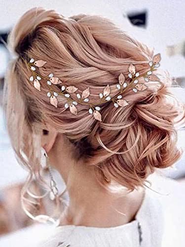 Unicra vjenčani list Hair Vine Bridal Pearl Headpiece Headbands rose Gold hair Accessories for Bridesmaids