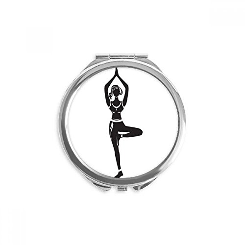Yoga Girl Stand Keep Outline Ručno Kompaktno Ogledalo Okruglo Prijenosno Džepno Staklo