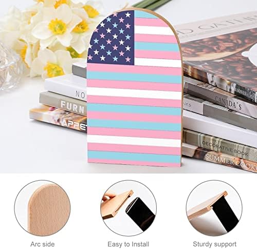Transrodne američke zastave drvene Bookends Trendy dekorativni stalak za knjige za kućne i