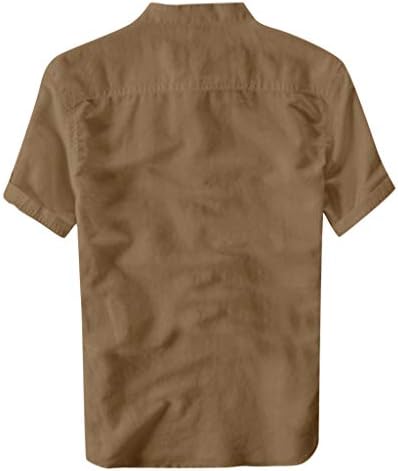 Xxbr muški pamuk i posteljina Henley košulja Hippie Casual Beach T majica rever jakna Polu-rukav