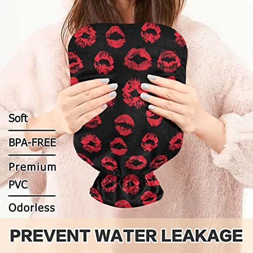 Oarencol Woman Red Lips flaša za toplu vodu Vintage crna torba za toplu vodu sa poklopcem za toplu