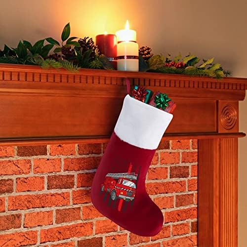 Tanka crvena linija vatrogasna božićna božića viseća čarapa Slatka Santa čarapa za ukrašavanje Xmas Tree ukrasi