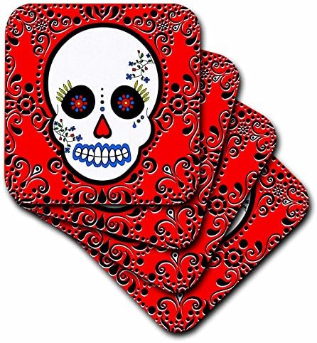 Janna Salak Designs Day of the Dead Skull Dia de Los Muertos šećer Lobanja keramička pločica Coaster