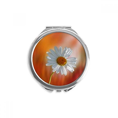 Narandžasto Tamno Bijelo Lijepo Cvijeće Ručno Kompaktno Ogledalo Okruglo Prijenosno Džepno Staklo