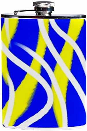 Tikvica sa lijevkom, navlaka od umjetne kože za piće za piće, moderne plavo žute linije apstraktne umjetnosti