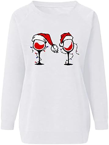 Ženska božićna tunika 2023 Novogodišnja sala za dugih rukava džempere Smiješno vinsko staklo Ispis dukserica