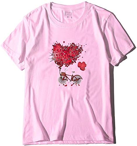 Majica za Valentinovo za žene cvjetni srčani tisak tines plus veličine casual vrhovi modni