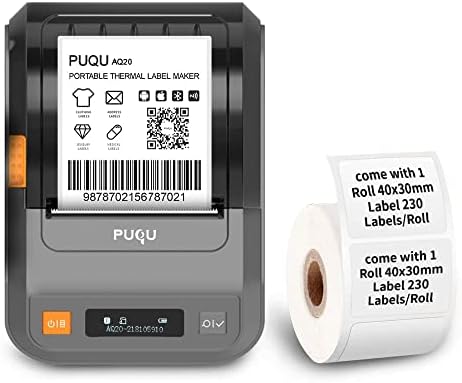 PUQU Aq20 Label Maker-prijenosni Label Maker Bluetooth Wireless Thermal Label Printer za odjeću, nakit, Maloprodaja,