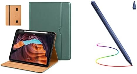 DTTO iPad 10. generacijski slučaj 10,9 inča 2022, premium kožna poslovna folija za štand Ponoćno zeleno sa olovkom