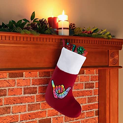 Mirovna veza boja personalizirana božićna čarapa Xmas kamin Porodični zabava Viseće ukrase