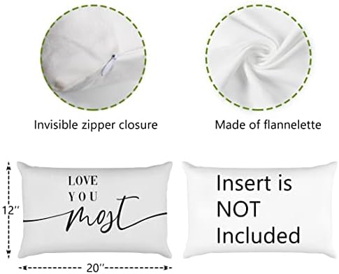 Volim te najviše volite više bacati jastučnicu 12 × 20 set od 2, crno-bijeli minimalizam romantični ukrasni