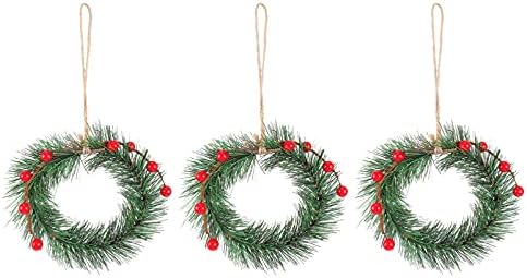 Nuobesty 3pcs Božićni mini borovi vijenci Crvene bobice Garlands Xmas Viseći dekor za prednja