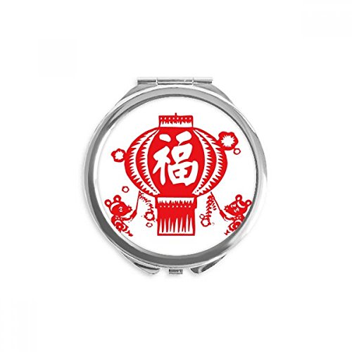 Fenjer Kineski Crveni Papir Za Rezanje Ručno Kompaktno Ogledalo Okruglo Prijenosno Džepno Staklo