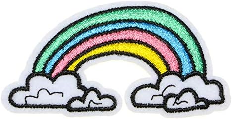 JPT - Rainbow Arc Cloud Sky Slatka crtani izvezeni aplicirani željezo / šiva na zakrpama Badge Slatka logo