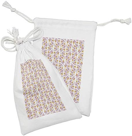 Ambesonne cvjetna tkanina torba od 2, demonstracija ljetnog cvijeća vrtlarska grana, mala torba za