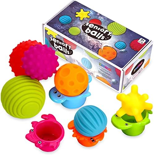 Lemostaar Sensory Balls za djecu-teksturirani Multi Ball Set za bebe & amp; Toddlers + zidne naljepnice za