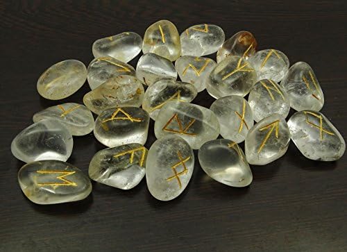 Harmonizirajte srušeni kristalno čist kamen s runinim abecedima Simbol Reiki Izlječenje kristala