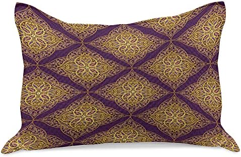 Ambesonne Oriental pletena jastuk za prekrivač, etnička ukrasna lacy daleko istočni tradicionalni filigranski