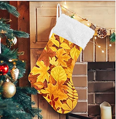 Alaza Božićne čarape Svijetle jeseni listove od javora Classic Personalizirani veliki ukrasi za