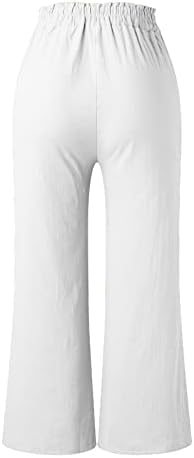 Meymia Ljeto za ženske pamučne posteljine hlače od punog boja Ležerne prilike nagnute visokog