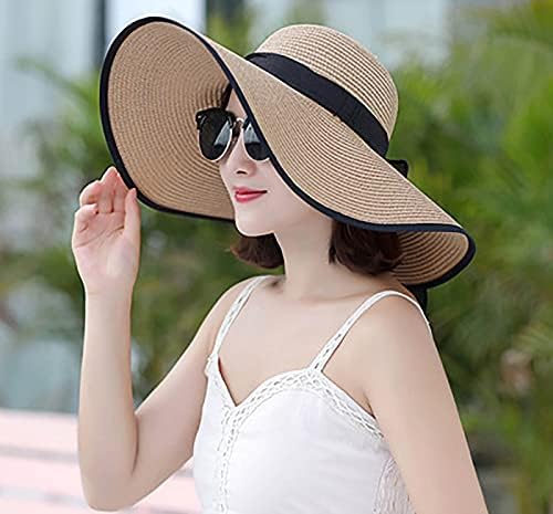 Slamke kape za žene Ljetna šešir za sunčanje na plaži sa streamerima VELIKA BIG BRIM BRIM SINSMADE Sun Hat