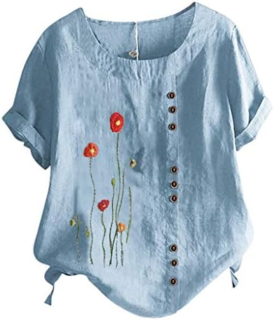 NYYBW TOP O-izrez bluza kratkih rukava cvjetna košulja gumb za ispis žene vintage korejske bluze casual