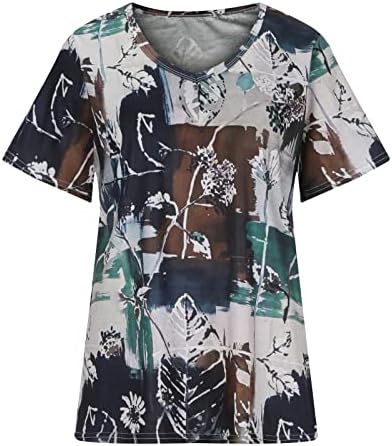 Ljetna košulja za jesen za djevojke s kratkim rukavima 2023 Pamuk V izrez Graphic casual majica JP JP