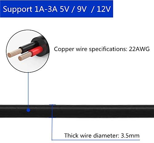 Dzydzr 2pcs 1 metar 2,1mm x 5,5 mm dc 12v adapter kabel dc utikač produžni kabel muški do muških crnih,