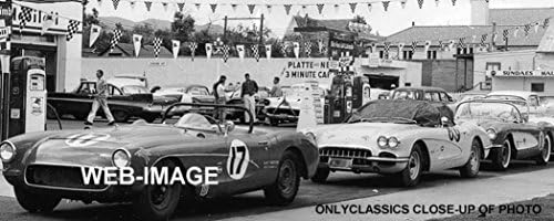 OnlyClassics 1958 Corvette, Porsche sportski automobil Mobil benzinska stanica soda znak Photo AUTO Racing