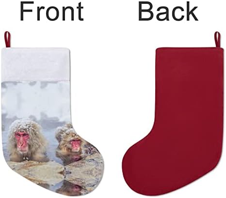 Snow Monkeys Božićne čarape za čarape sa plišanim kaminom visi za Xmas Tree Domaći dekor