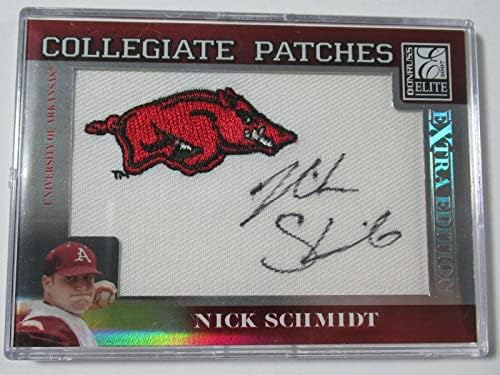 2007. Donruss Elite College zakrpe Auto potpis Nick Schmidt Arkansas 104/250 - bejzbol autografrirane kartice