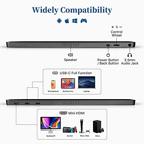 KYY 15.6 prijenosni paket monitora [K3 siva & amp; K3-1 Crna] 1080P FHD USB-C Monitor za Laptop HDMI