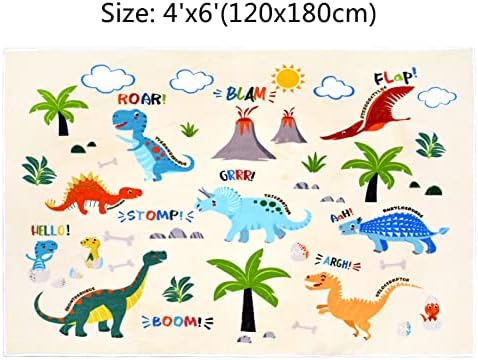 Ustide Dinosaur Kids Pupce 4'x6 ', super mekane životinje Dječji prostirke Fluffy dječji rug za spavaću