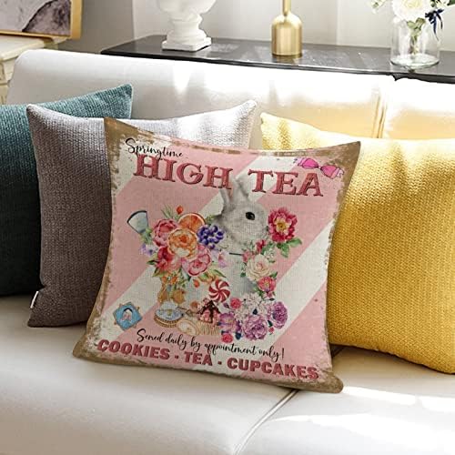 Dobrodošli Spring cvjetni jastuk za bacanje Uskršnji zečice Pink High Tea Jastuk Case Europe