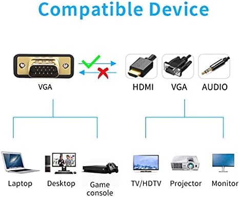 Ylhxypp VGA do HDMI 3 u 1 adapter razdjelnik s dva adaptera sa 3,5 mm audio pretvaračem za PC projektor