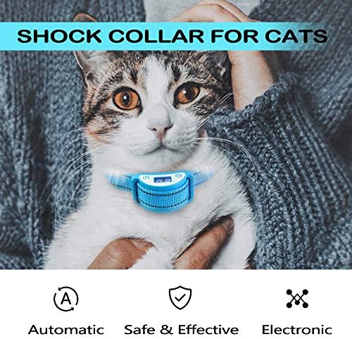 Paipaitek Cat Shock Collar,automatski trener ovratnik za mačke Prevent Mjaukanje dizajniran, zvuk