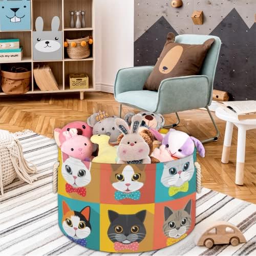 Slatke životinjske mačke lukove velike okrugle košare za skladištenje basketa za pranje rublja sa