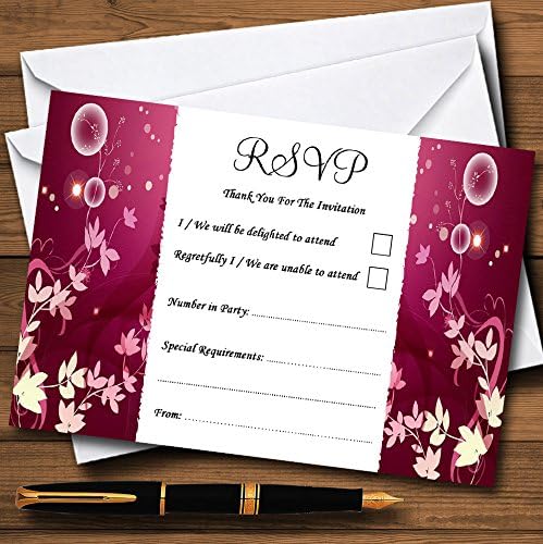 Ljubičasta ružičasto srce i cvijeće personalizirane RSVP kartice
