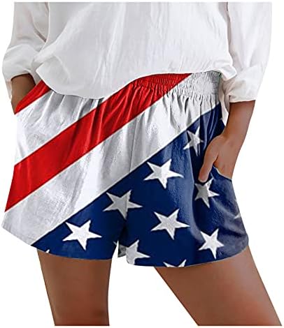 Ruiruilico 2023 Ljetne ženske kratke kratke hlače Dan nezavisnosti Patriotski kratke hlače elastične labave