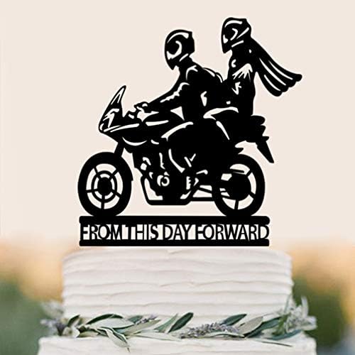 KESYOOO 2PCS Crni akrilni kreativni par motociklistička torta bira kreativne topke za torte za Valentines